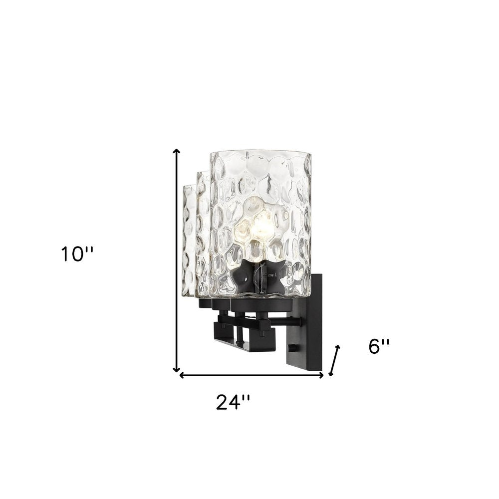 10" Black And Clear Metal and Glass Vanity Flush Mounted Sconce