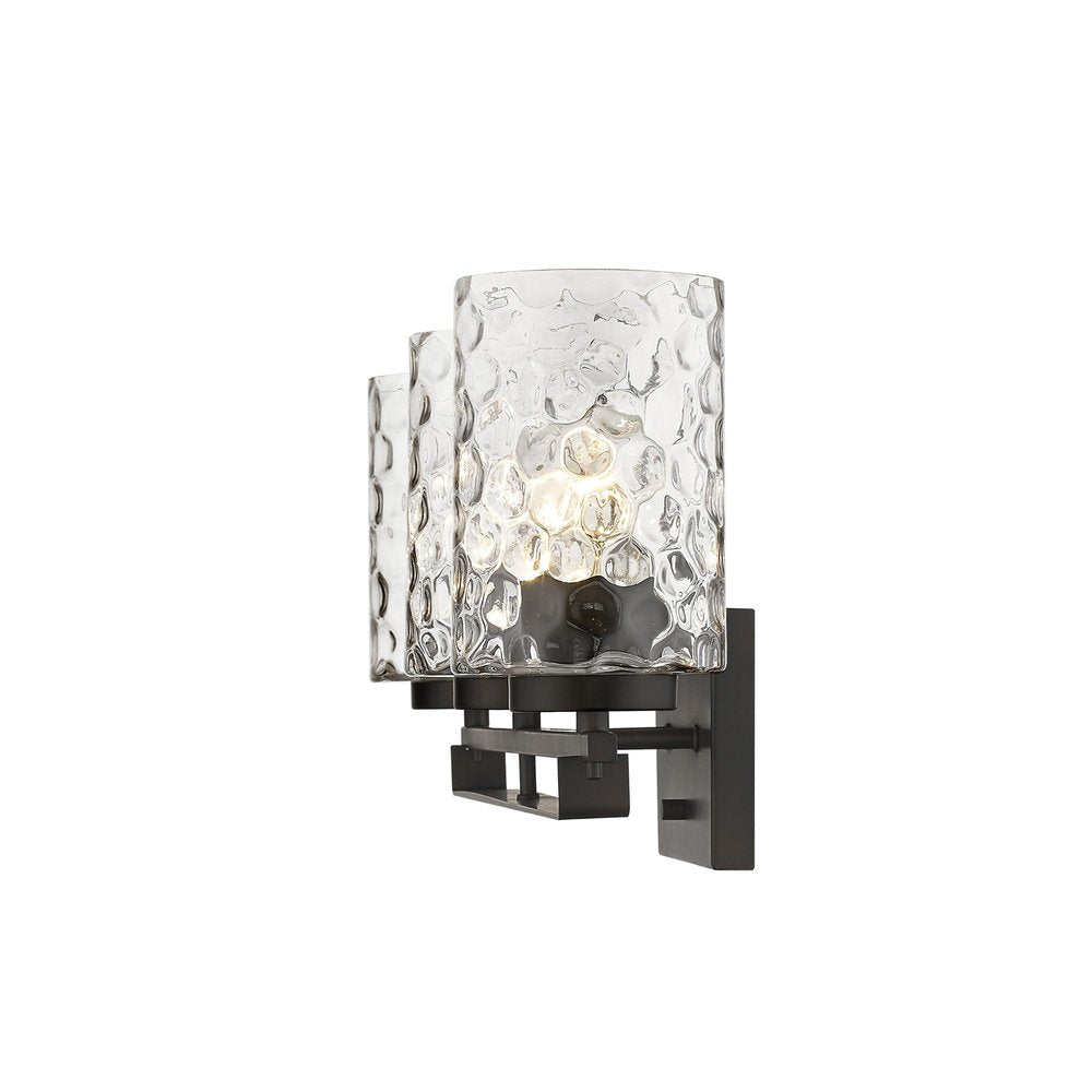 10" Black And Clear Metal and Glass Vanity Flush Mounted Sconce