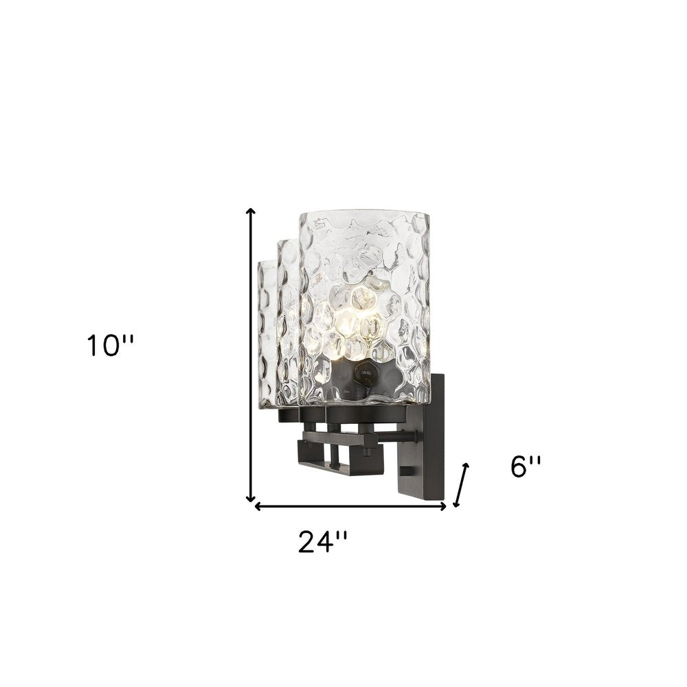 10" Black And Clear Metal and Glass Vanity Flush Mounted Sconce