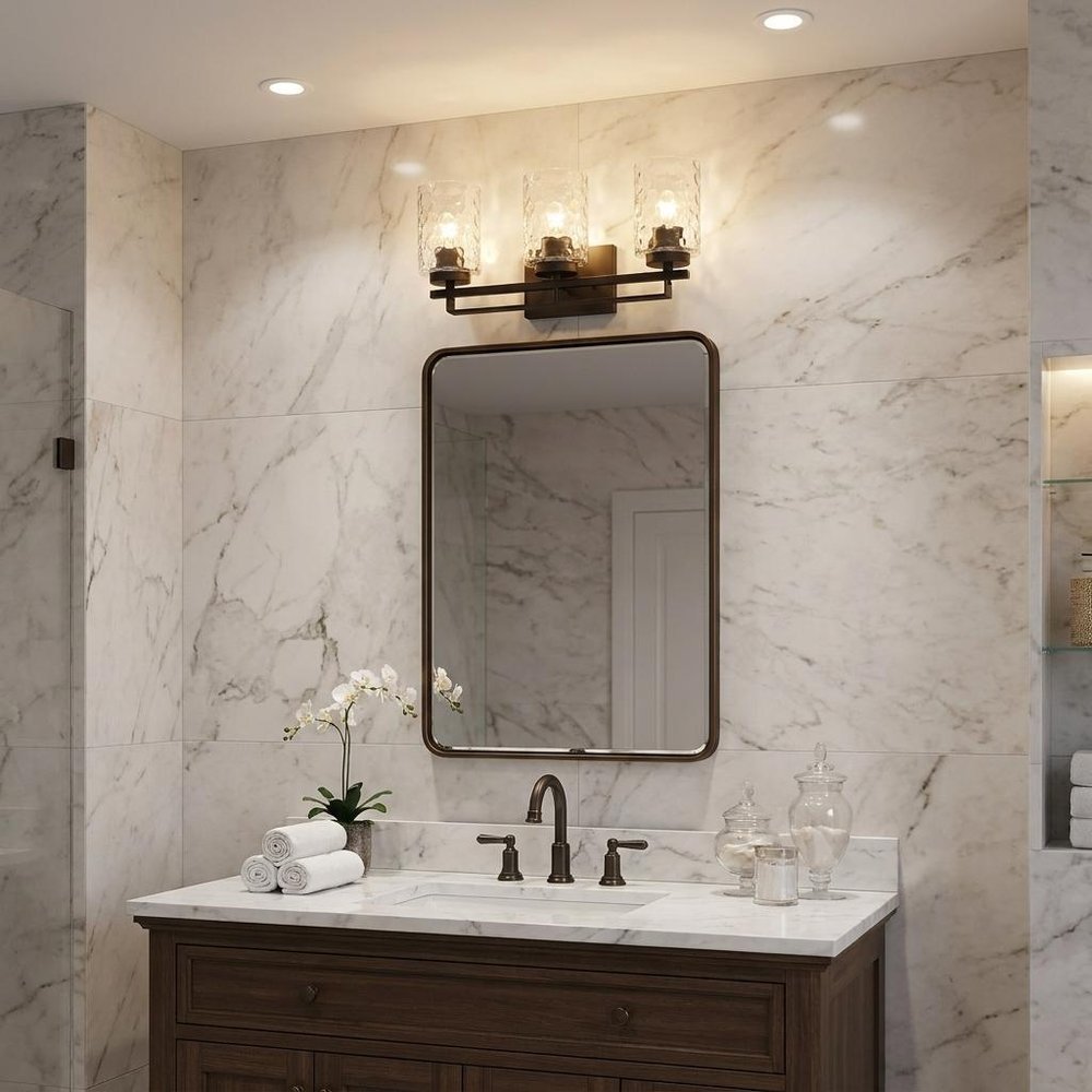 10" Black And Clear Metal and Glass Vanity Flush Mounted Sconce