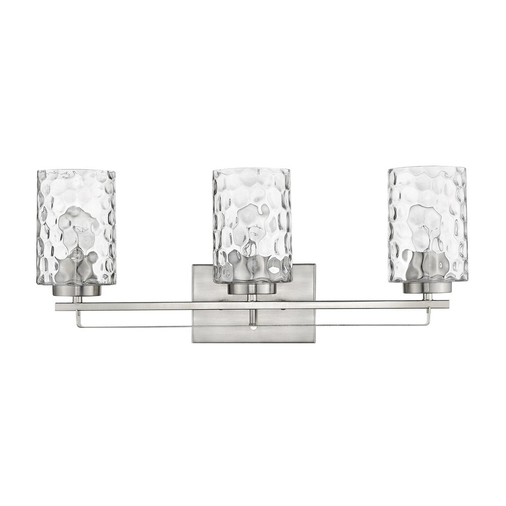 10" Silver And Clear Metal and Glass Vanity Flush Mounted Sconce. Wall light isolated on a plain white background, showing a silver glass surface.
