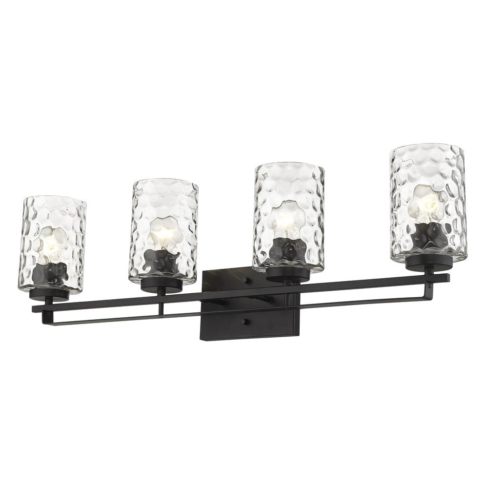 10" Black And Clear Metal and Glass Vanity Flush Mounted Sconce