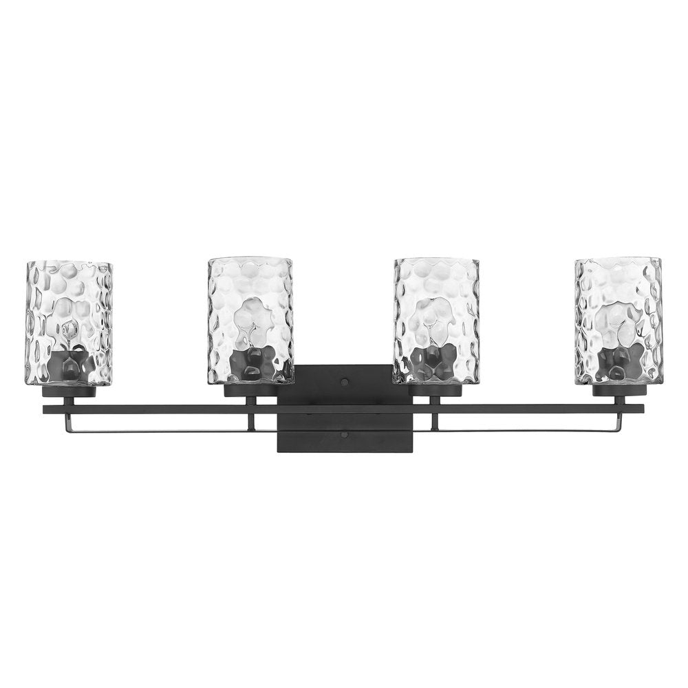 10" Black And Clear Metal and Glass Vanity Flush Mounted Sconce