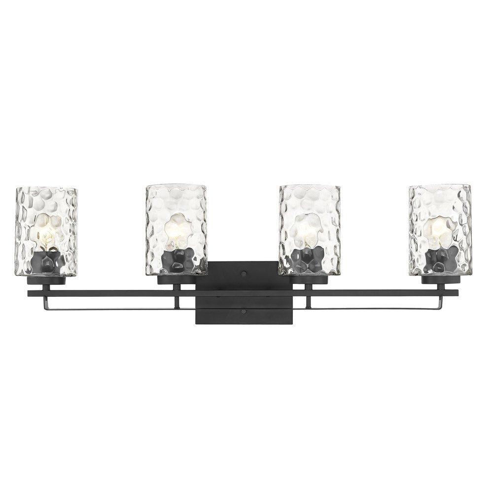 10" Black And Clear Metal and Glass Vanity Flush Mounted Sconce