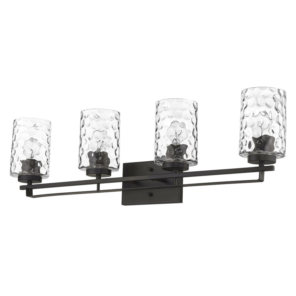 10" Black And Clear Metal and Glass Vanity Flush Mounted Sconce