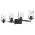 10" Black And Clear Metal and Glass Vanity Flush Mounted Sconce
