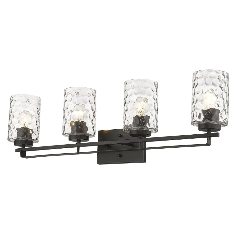 10" Black And Clear Metal and Glass Vanity Flush Mounted Sconce