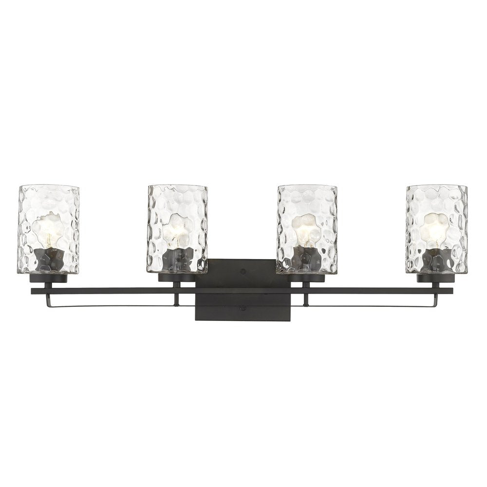 10" Black And Clear Metal and Glass Vanity Flush Mounted Sconce