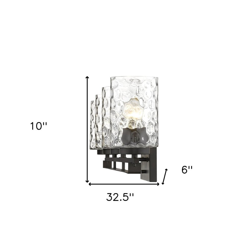 10" Black And Clear Metal and Glass Vanity Flush Mounted Sconce