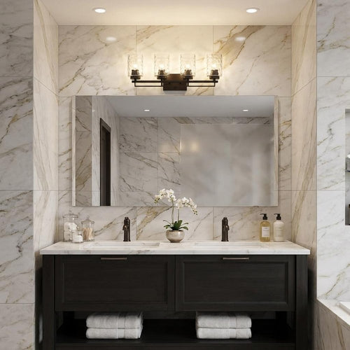 10" Black And Clear Metal and Glass Vanity Flush Mounted Sconce - SKU 398666. Wall light in black glass.