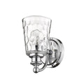 Silver Metal and Pebbled Glass Wall Light on a white background