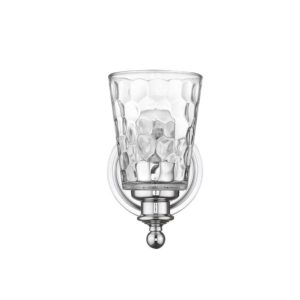 Silver Metal and Pebbled Glass Wall Light on a white background