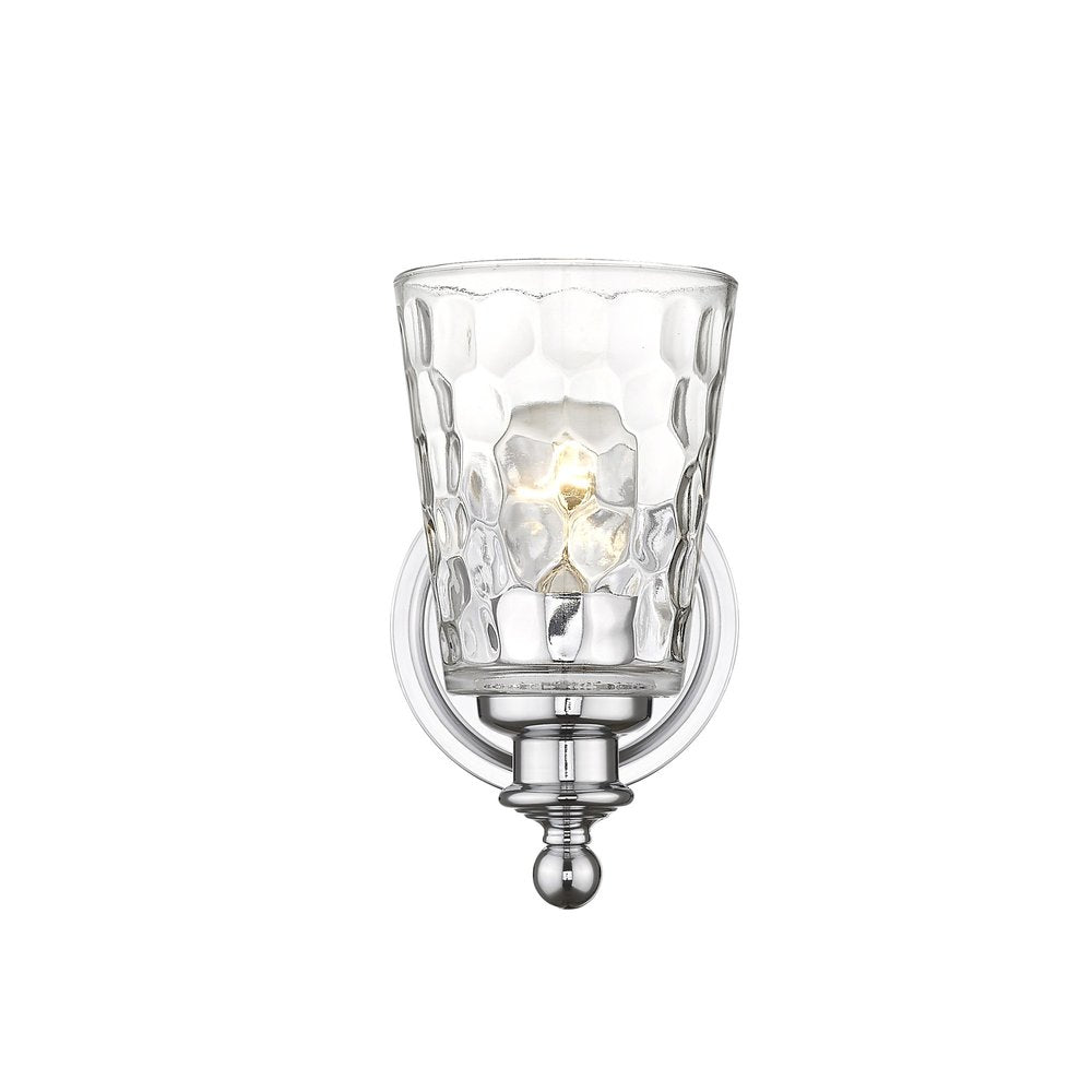 Silver Metal and Pebbled Glass Wall Light on a white background