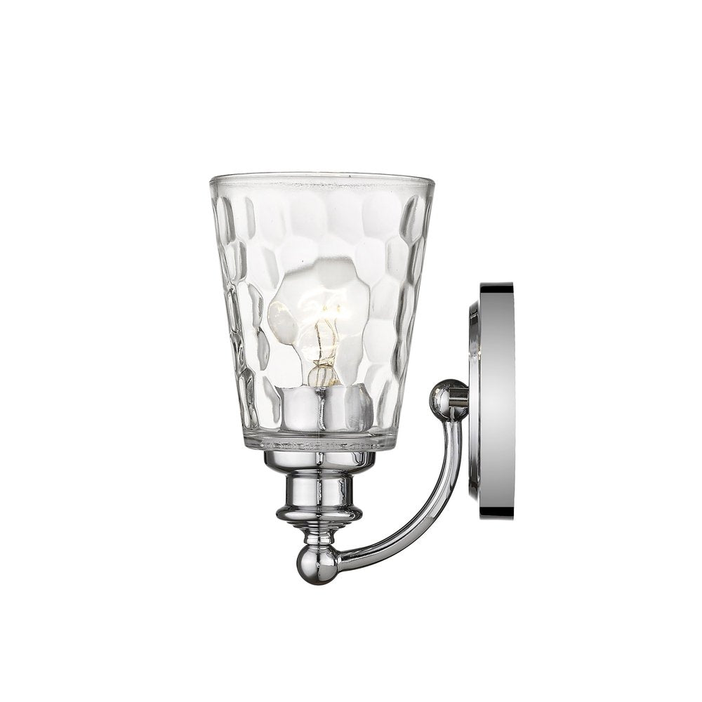 Silver Metal and Pebbled Glass Wall Light on a white background