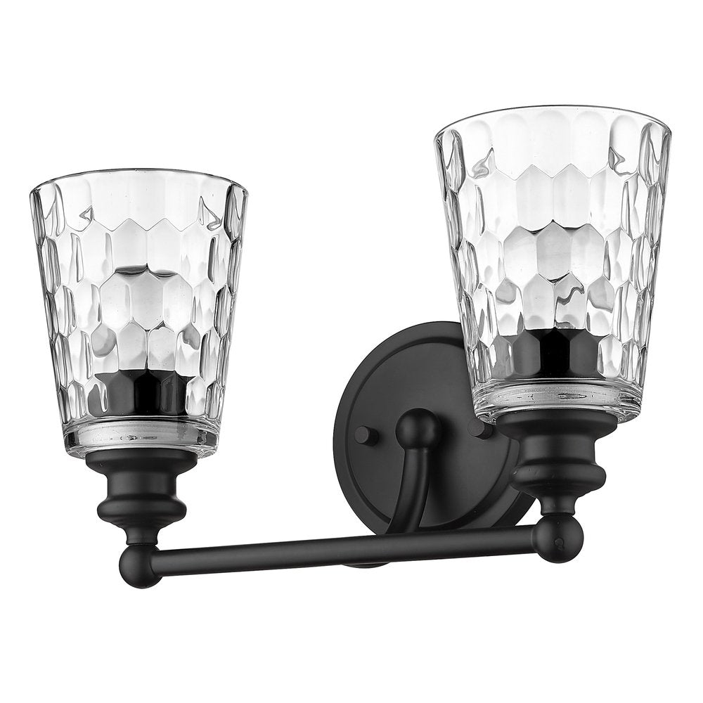 9" Black And Clear Metal and Glass Vanity Flush Mounted Sconce