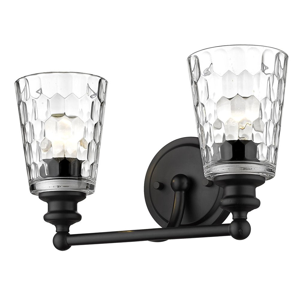 9" Black And Clear Metal and Glass Vanity Flush Mounted Sconce