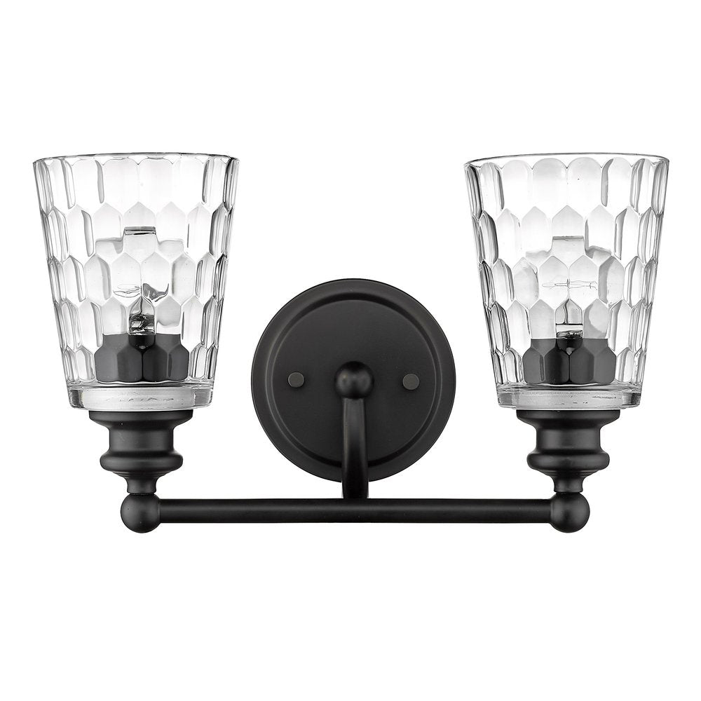9" Black And Clear Metal and Glass Vanity Flush Mounted Sconce