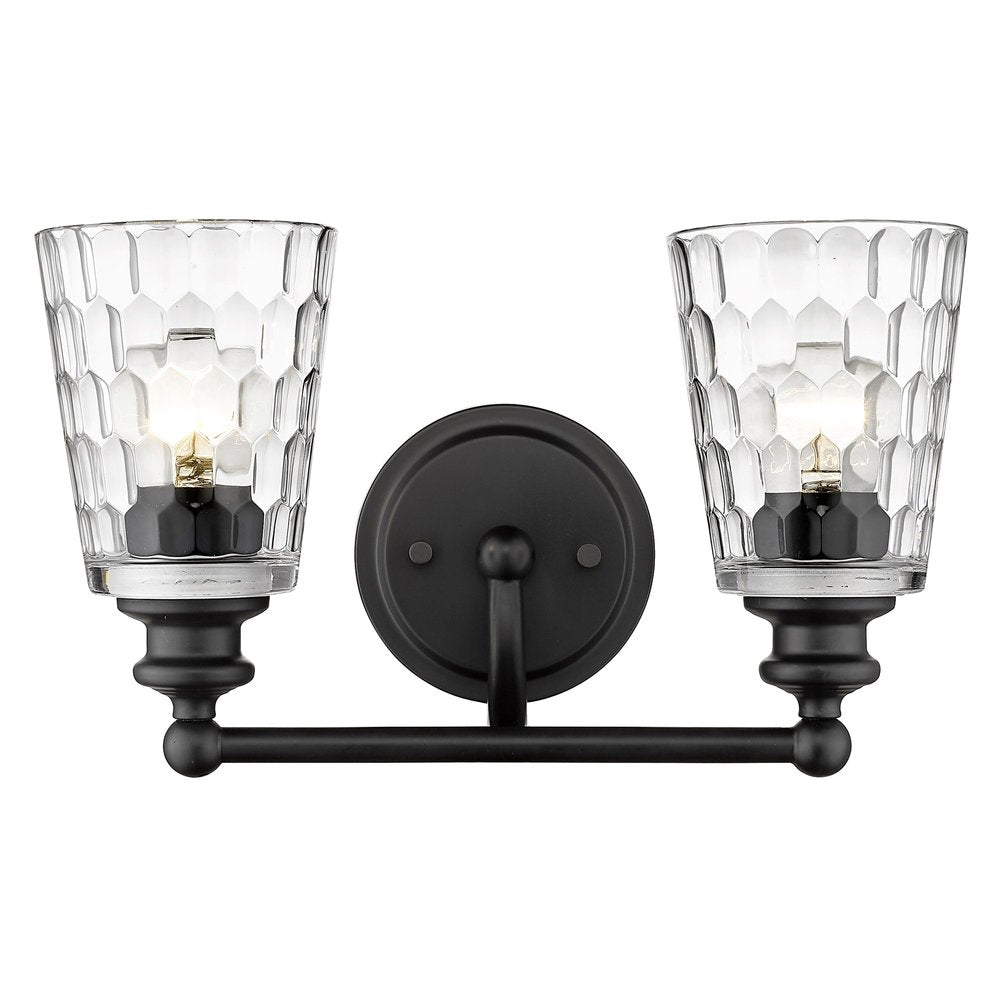 9" Black And Clear Metal and Glass Vanity Flush Mounted Sconce