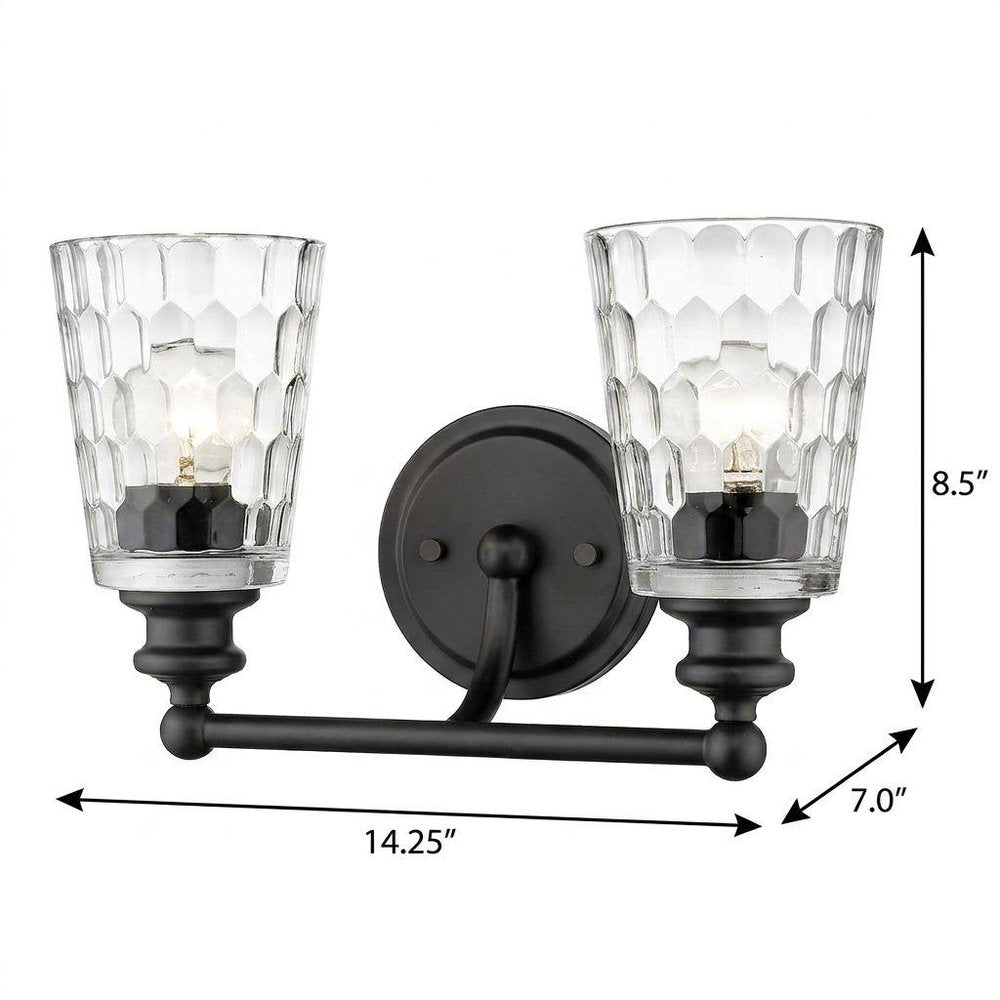 9" Black And Clear Metal and Glass Vanity Flush Mounted Sconce