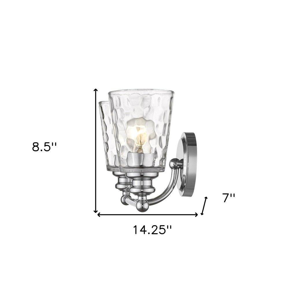 9" Silver And Clear Metal and Glass Vanity Flush Mounted Sconce