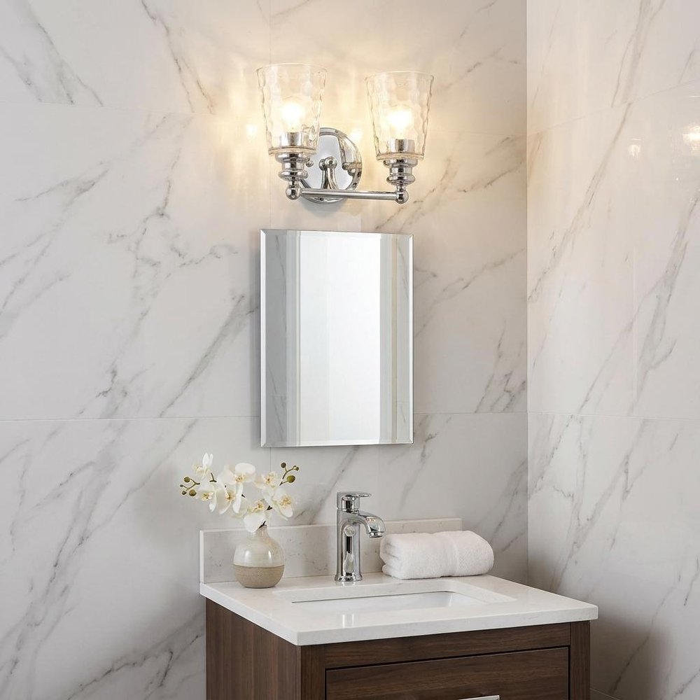 9" Silver And Clear Metal and Glass Vanity Flush Mounted Sconce