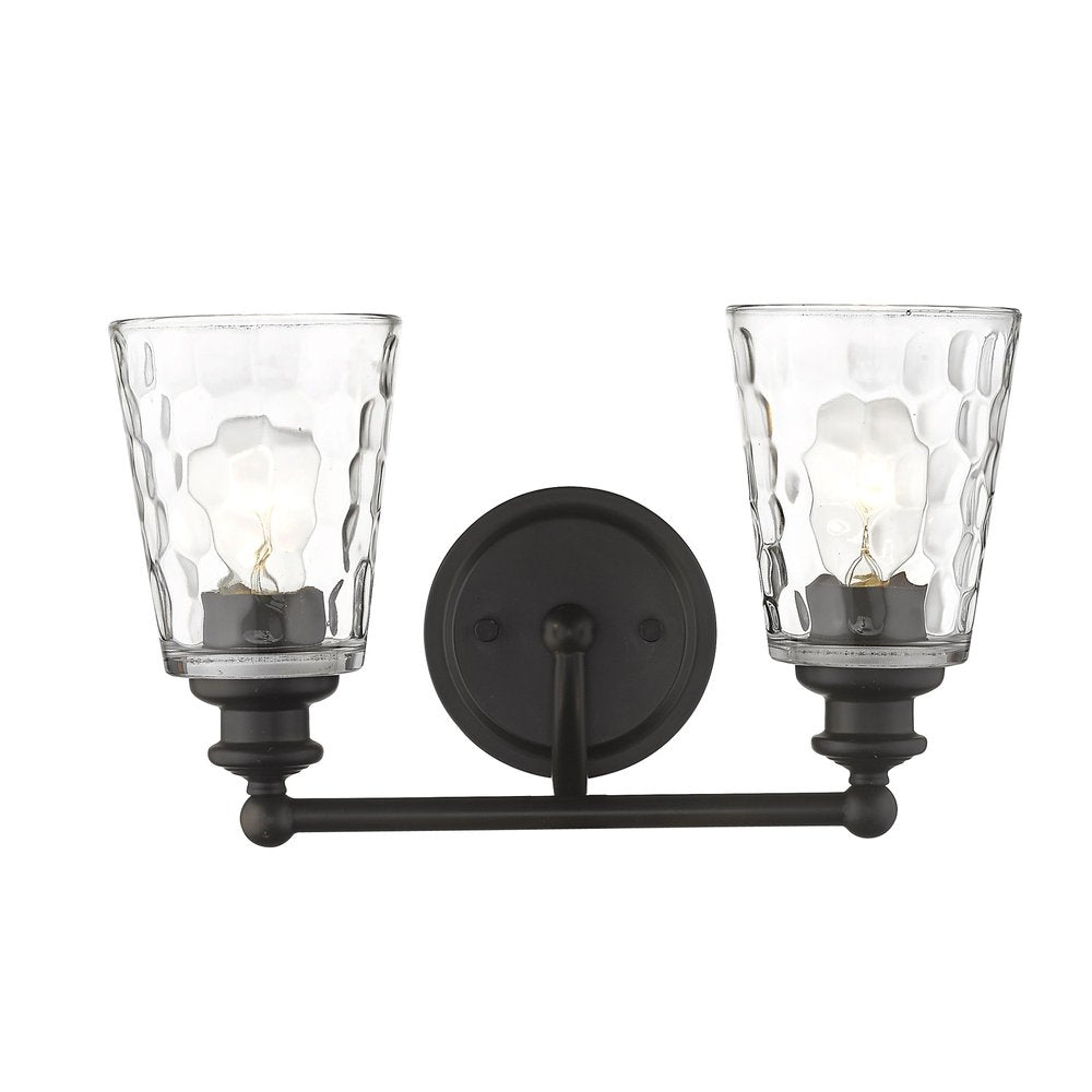 9" Black And Clear Metal and Glass Vanity Flush Mounted Sconce on a white background