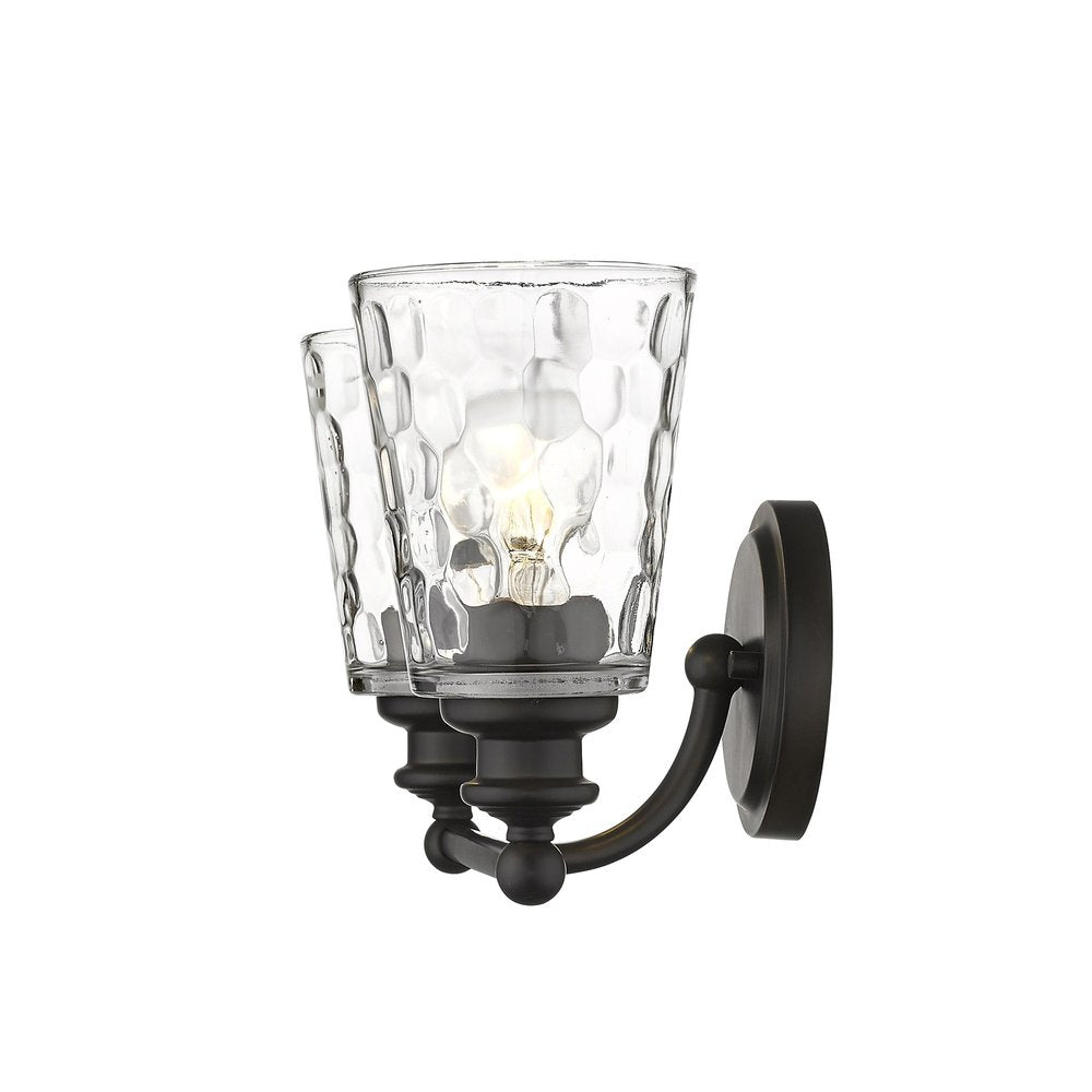 9" Black And Clear Metal and Glass Vanity Flush Mounted Sconce