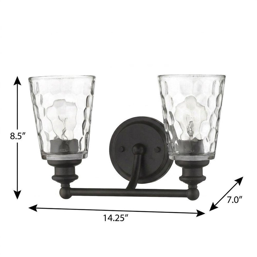 9" Black And Clear Metal and Glass Vanity Flush Mounted Sconce
