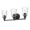 9" Black And Clear Metal and Glass Vanity Flush Mounted Sconce