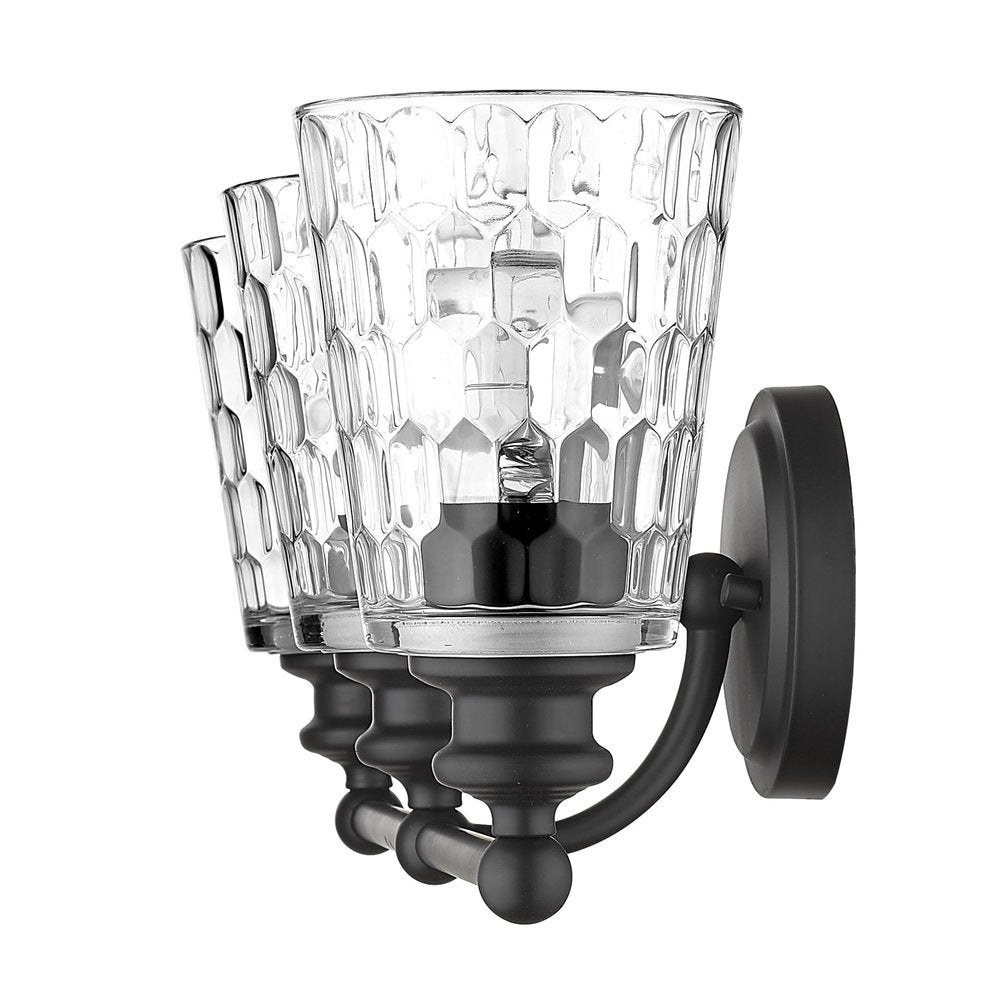 9" Black And Clear Metal and Glass Vanity Flush Mounted Sconce