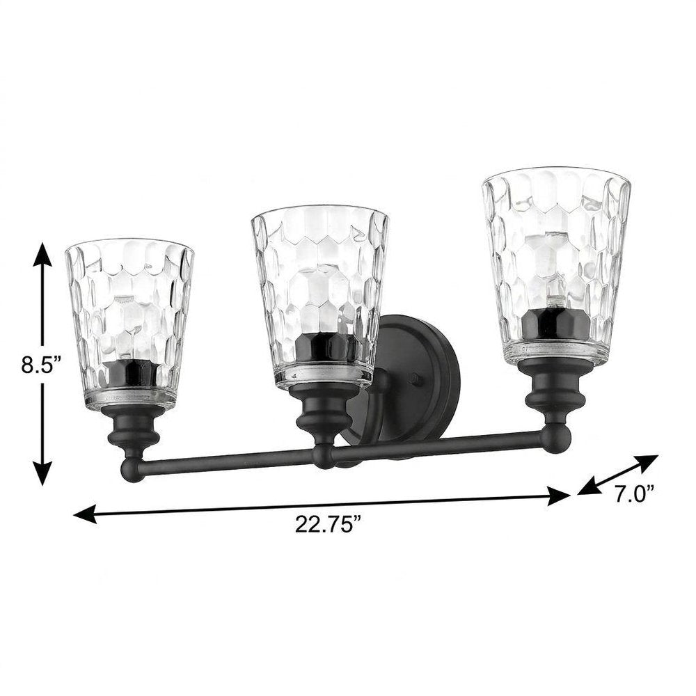 9" Black And Clear Metal and Glass Vanity Flush Mounted Sconce