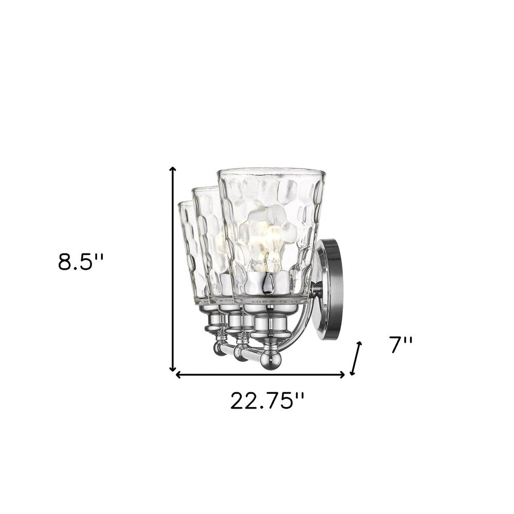 9" Silver And Clear Metal and Glass Vanity Flush Mounted Sconce
