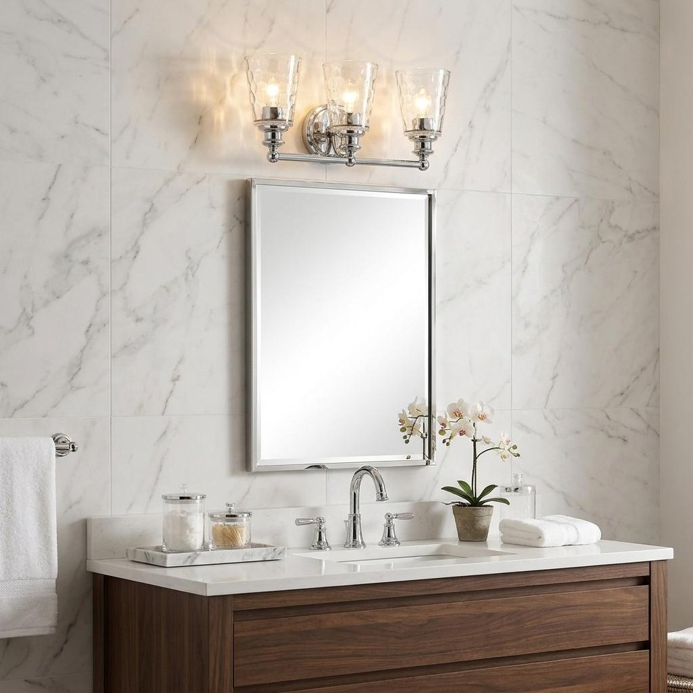 9" Silver And Clear Metal and Glass Vanity Flush Mounted Sconce