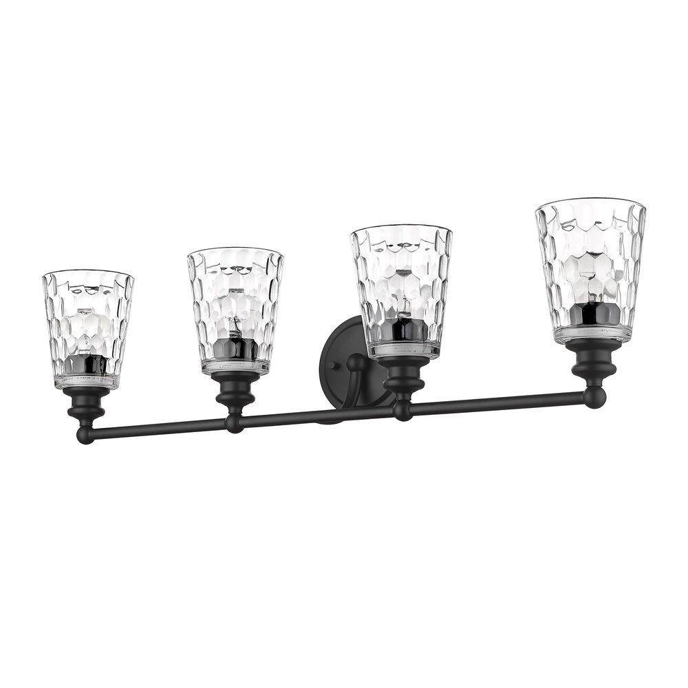 9" Black And Clear Metal and Glass Vanity Flush Mounted Sconce