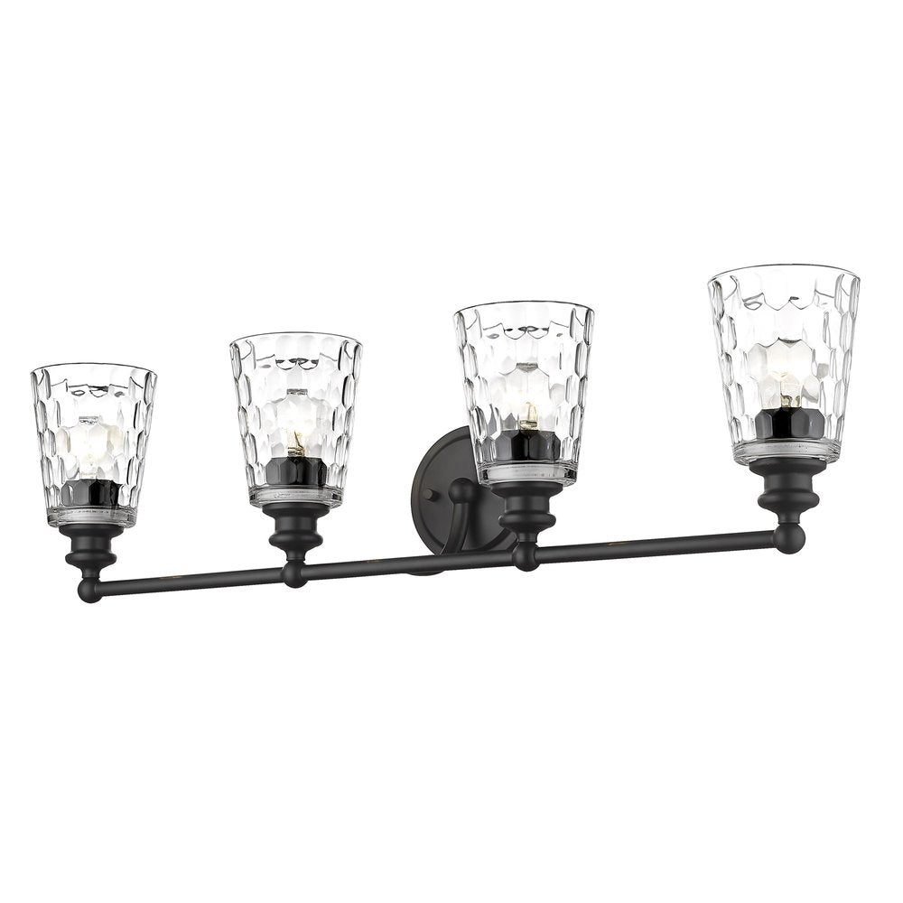 9" Black And Clear Metal and Glass Vanity Flush Mounted Sconce