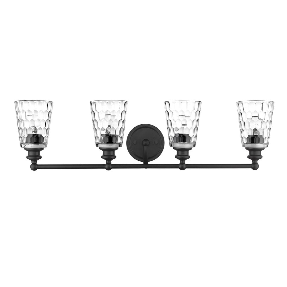 9" Black And Clear Metal and Glass Vanity Flush Mounted Sconce