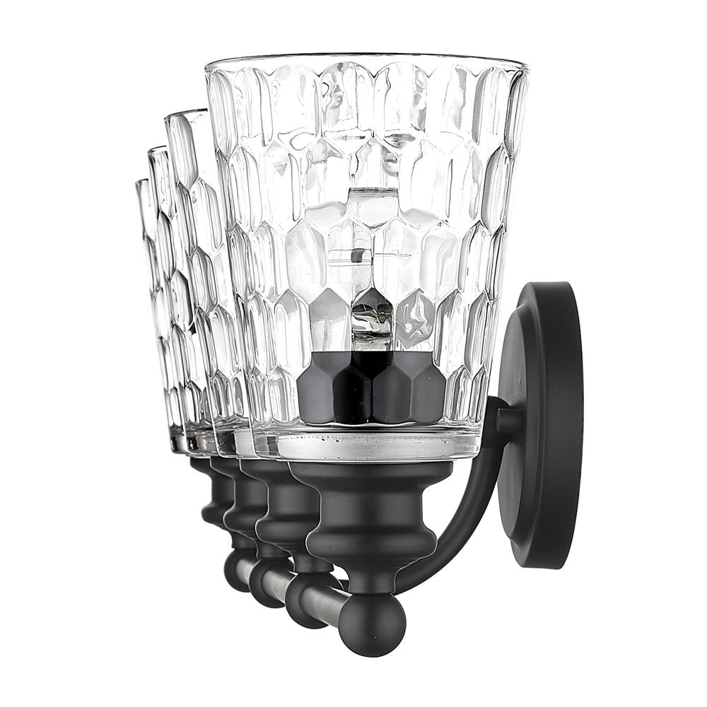 9" Black And Clear Metal and Glass Vanity Flush Mounted Sconce