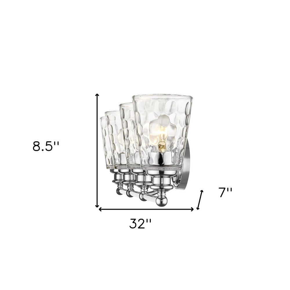 9" Silver And Clear Metal and Glass Vanity Flush Mounted Sconce