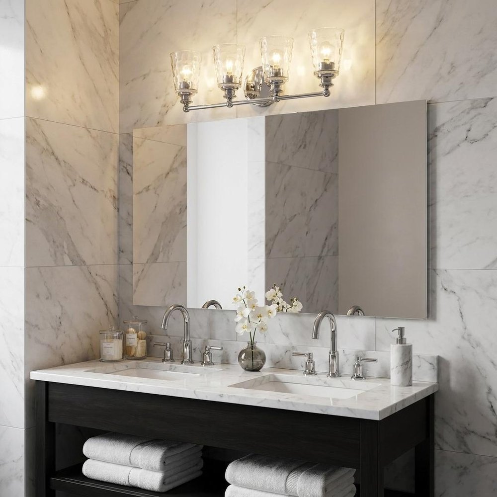 9" Silver And Clear Metal and Glass Vanity Flush Mounted Sconce