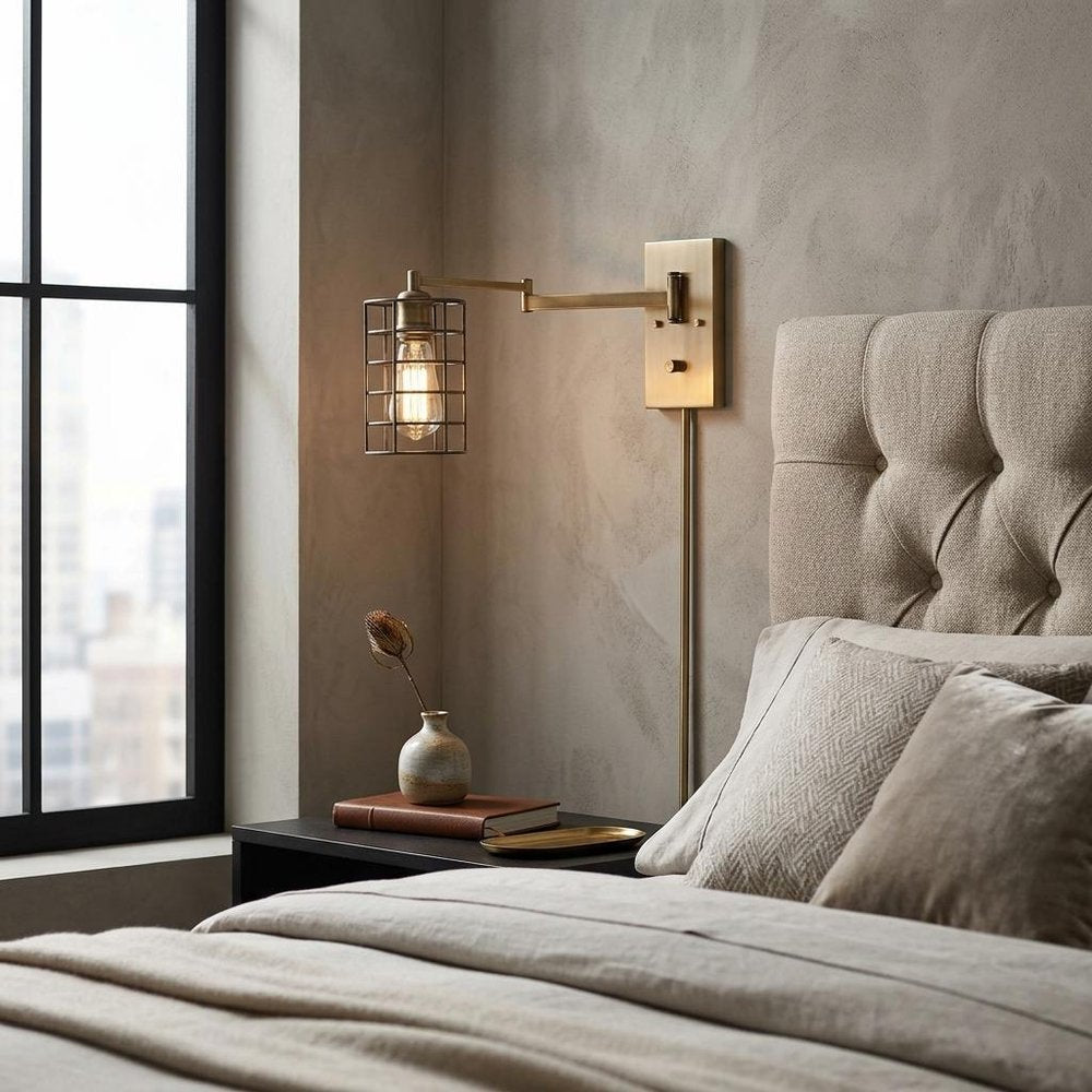 Industrial Gold Metal Wall Sconce