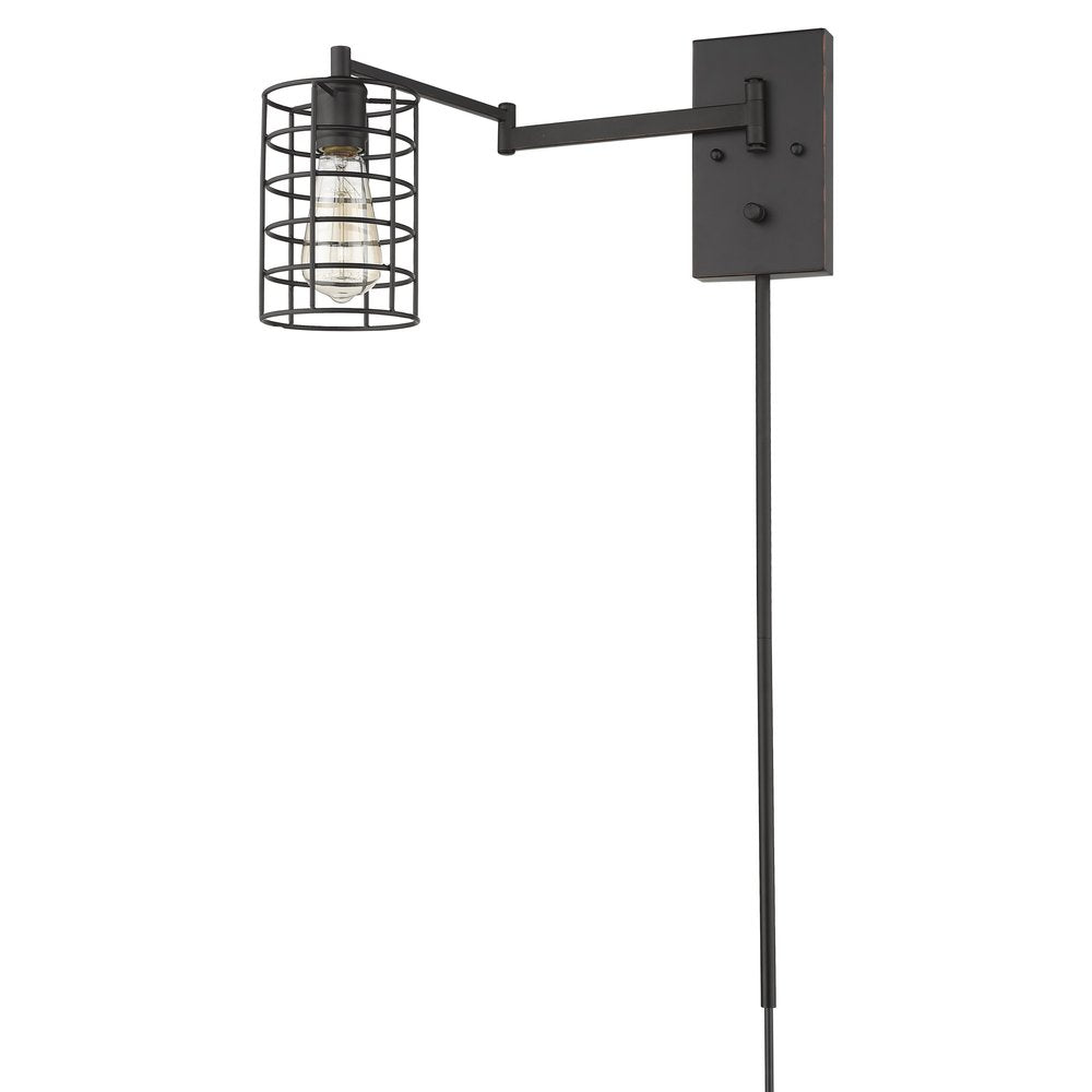 Industrial Gold Metal Wall Sconce on a white background