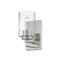 Silver Metal and Textured Glass Wall Sconce on a white background