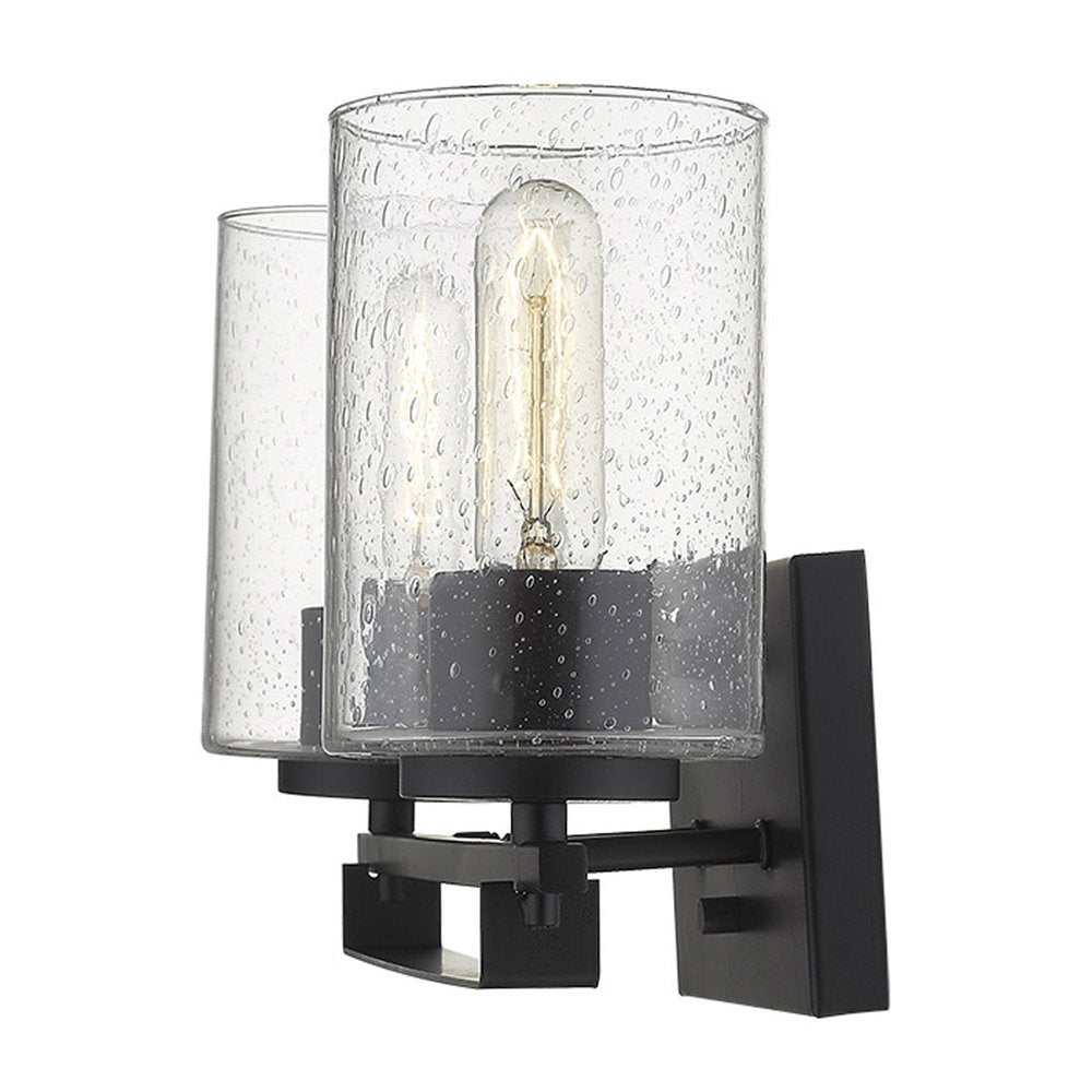 10" Black And Clear Metal Vanity Flush Mounted Sconce