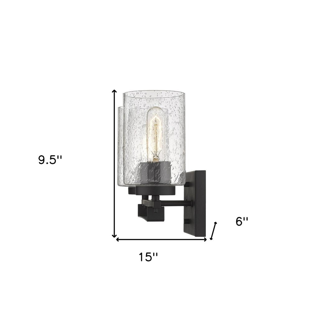 10" Black And Clear Metal Vanity Flush Mounted Sconce