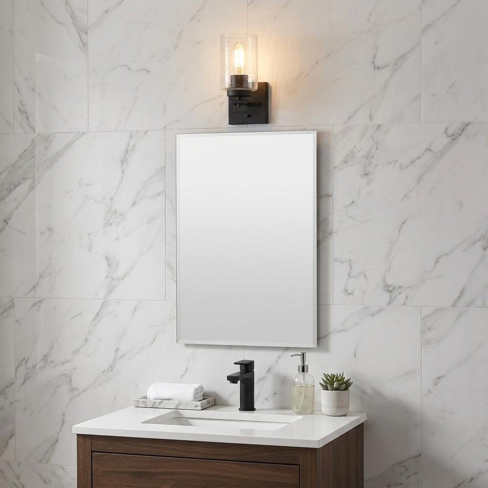 10" Black And Clear Metal Vanity Flush Mounted Sconce