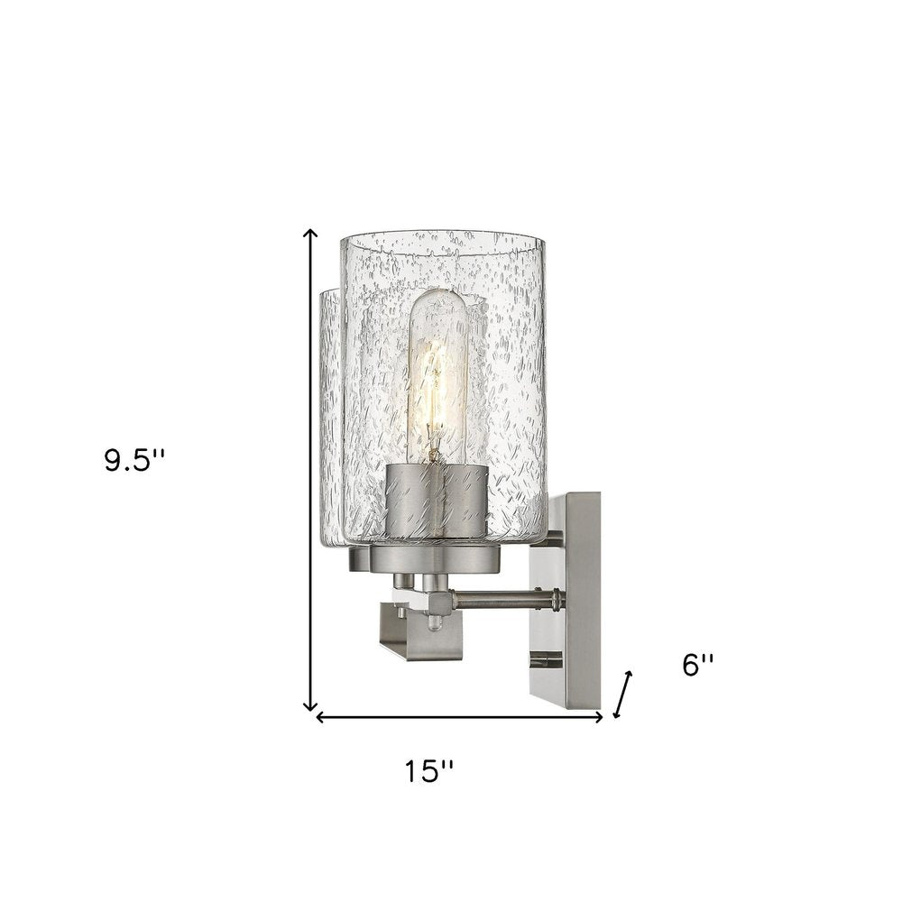 10" Silver And Clear Metal Vanity Flush Mounted Sconce