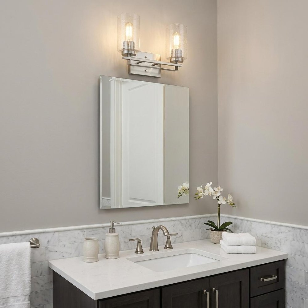 10" Silver And Clear Metal Vanity Flush Mounted Sconce