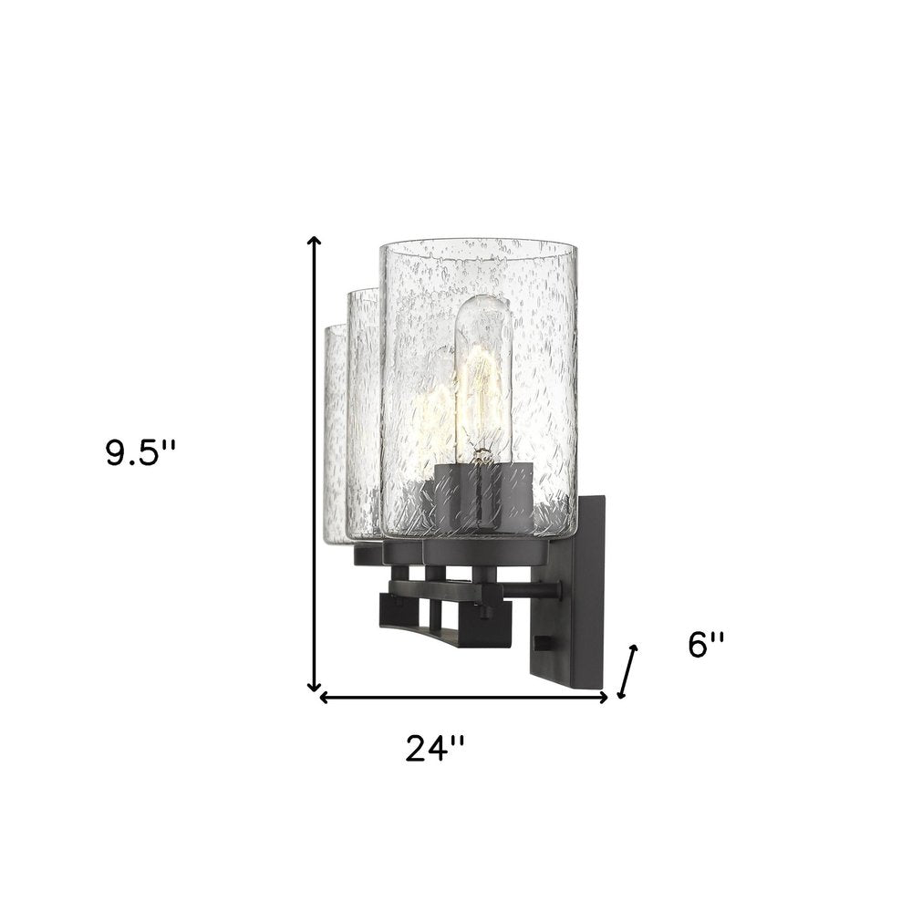 10" Black And Clear Metal Vanity Flush Mounted Sconce