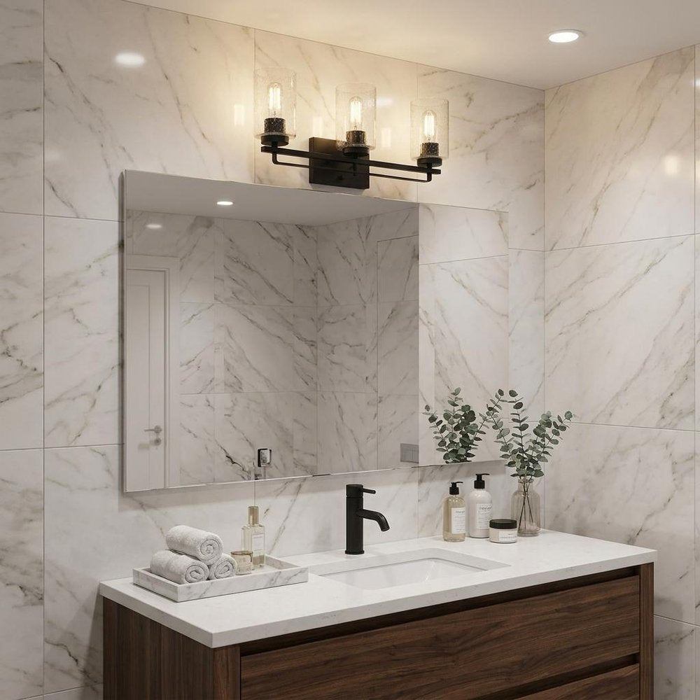 10" Black And Clear Metal Vanity Flush Mounted Sconce. Wall light in clear metal.