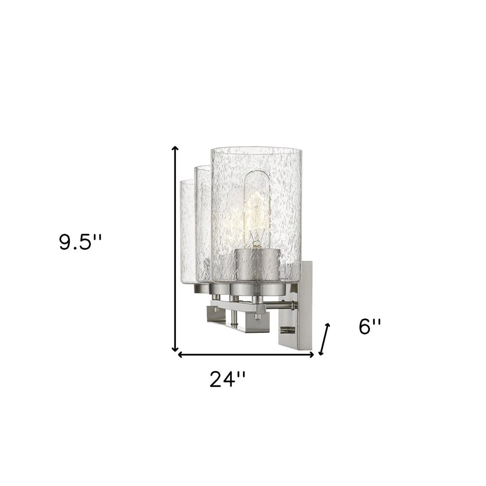 10" Clear And Silver Metal Vanity Flush Mounted Sconce
